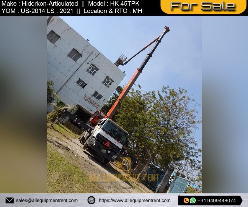 Used 45m Class Truck mounted Articulated Aerial Work Platform HiDROKON HK 45 TPK with MH Registered Bharat Benz Chassis Available for Sale Image 4
